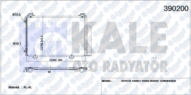 KALE 390200 Klima Radyatoru Yaris-Yaris Verso (Al/Al) (520x318x16) (Kurutucu Ile)